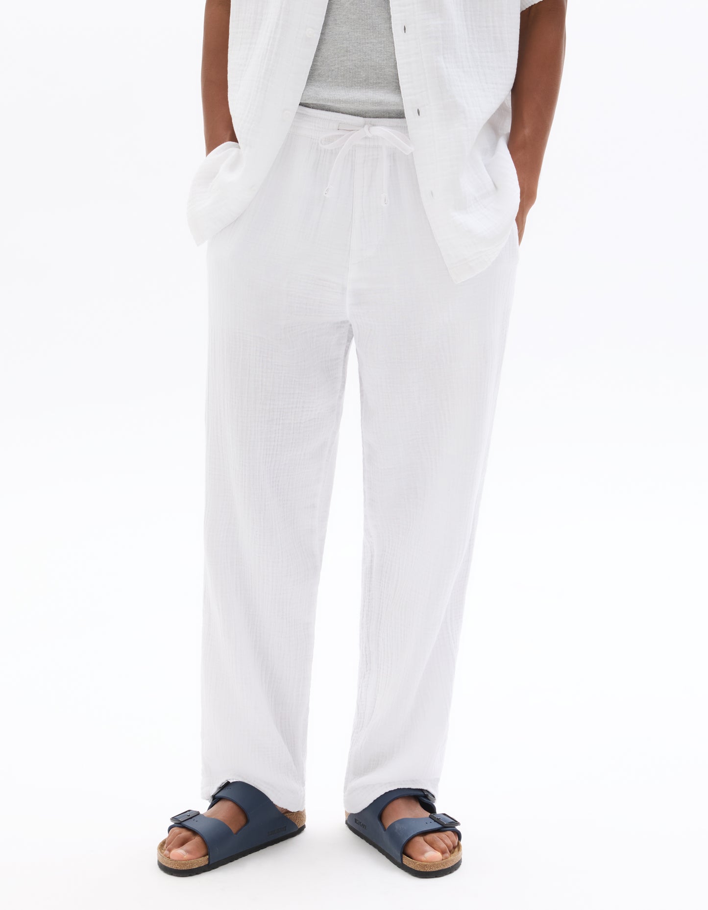 Celio Solid  Cotton White Casual Trouser