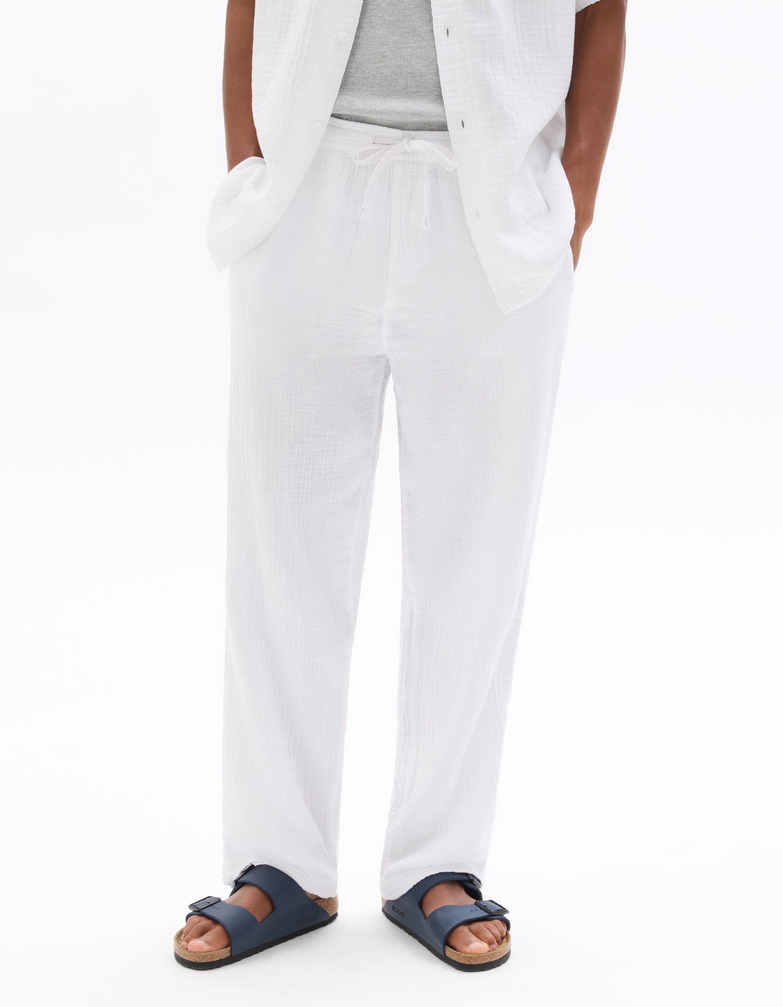 Celio Solid  Cotton White Casual Trouser
