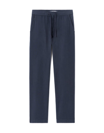 Relaxed Fit 100% Cotton Casual Trousers - Navy Blue