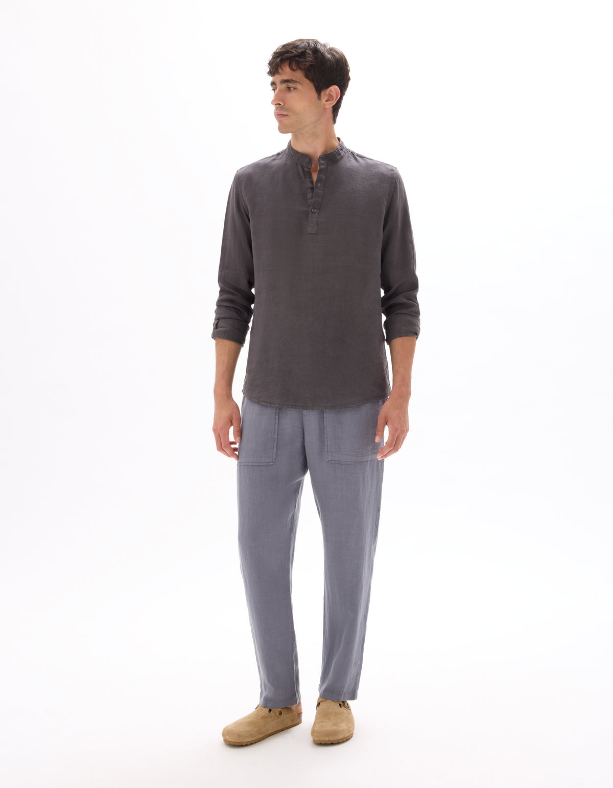 Straight Fit 100% 100% Linen Solid Casual Trousers