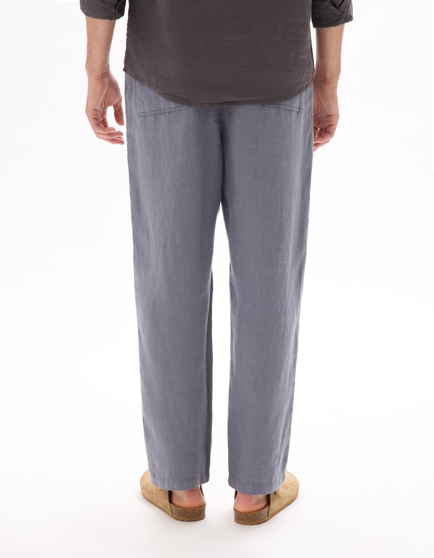 Straight Fit 100% 100% Linen Solid Casual Trousers