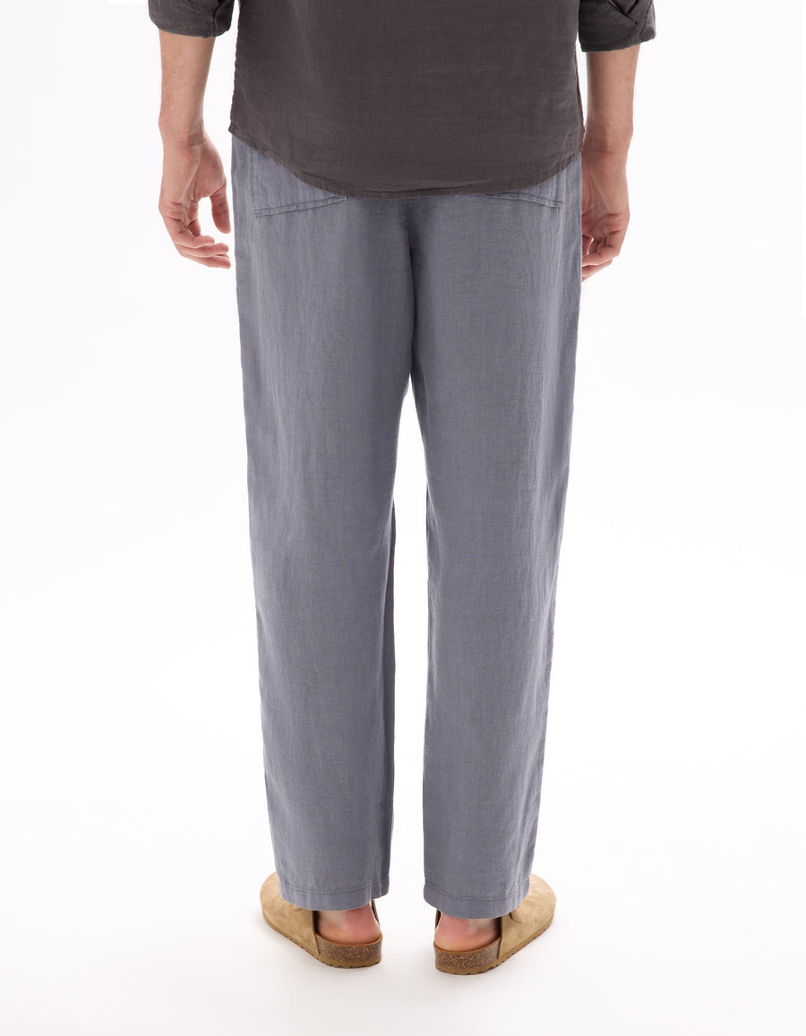 Straight Fit 100% 100% Linen Solid Casual Trousers
