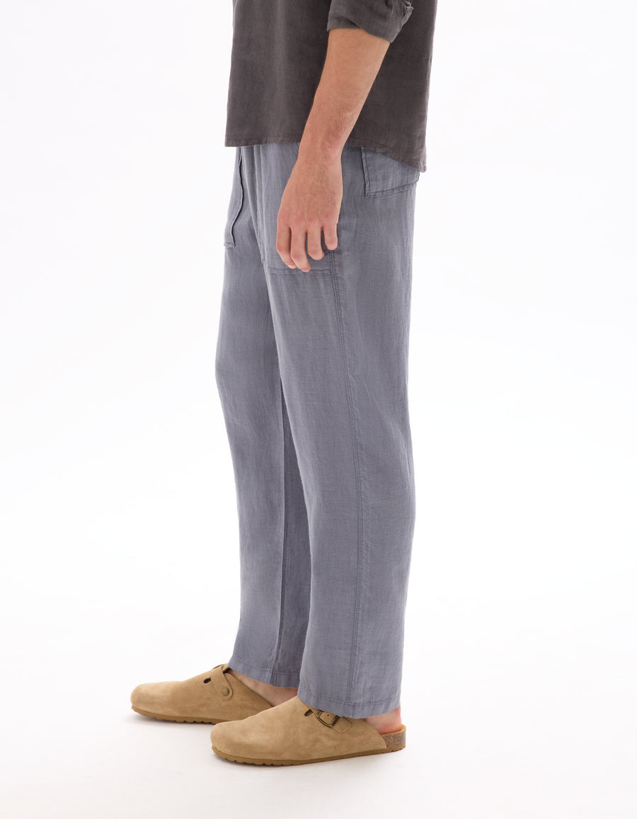Straight Fit 100% 100% Linen Solid Casual Trousers