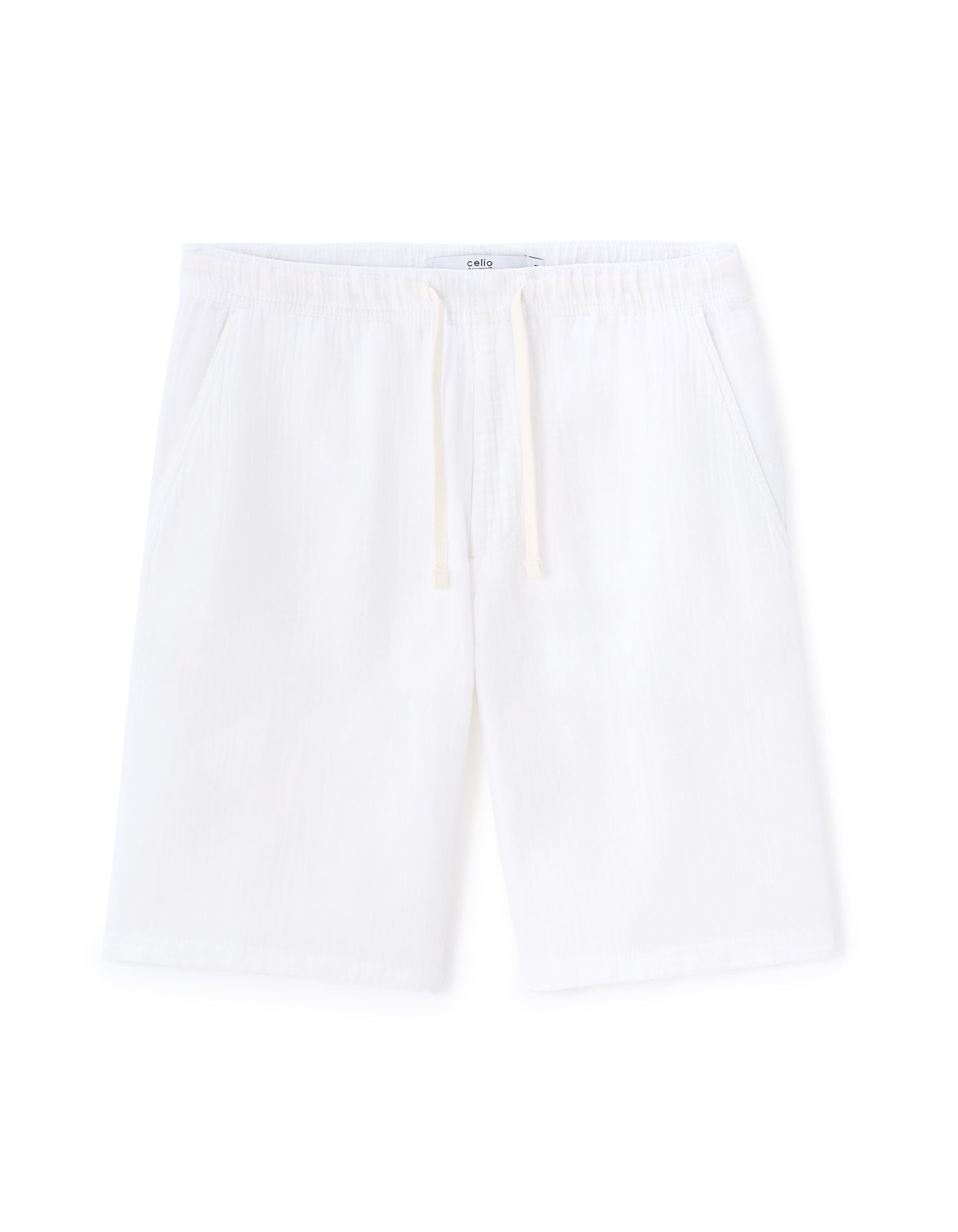 Celio* Straight Fit Cotton Solid Men White Shorts