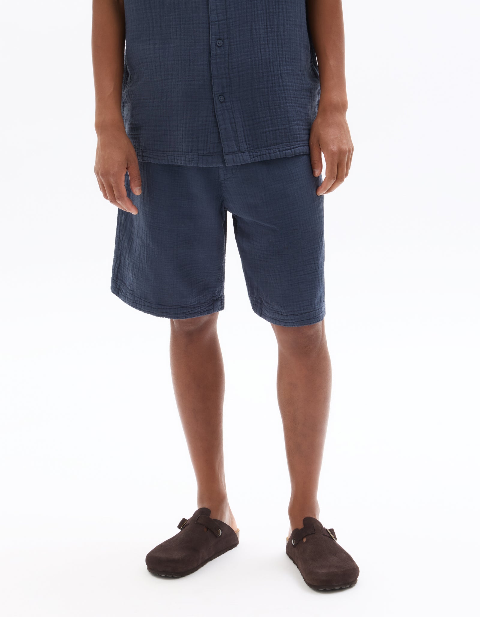Celio* Men Navy Blue Solid Regular Fit Cotton Shorts