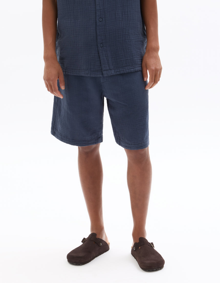 Celio* Men Navy Blue Solid Regular Fit Cotton Shorts