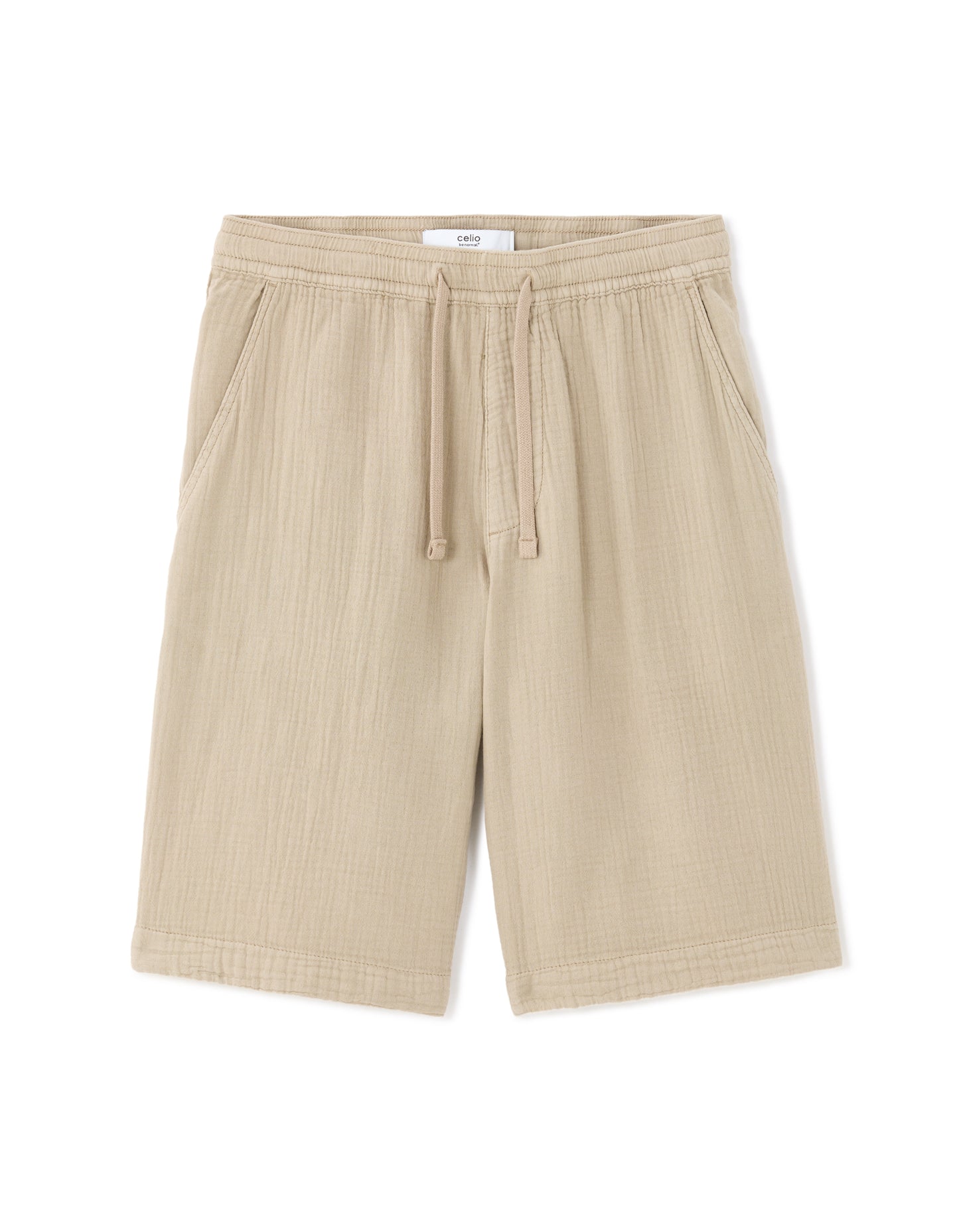 Celio Solid  Cotton Brown Bermuda