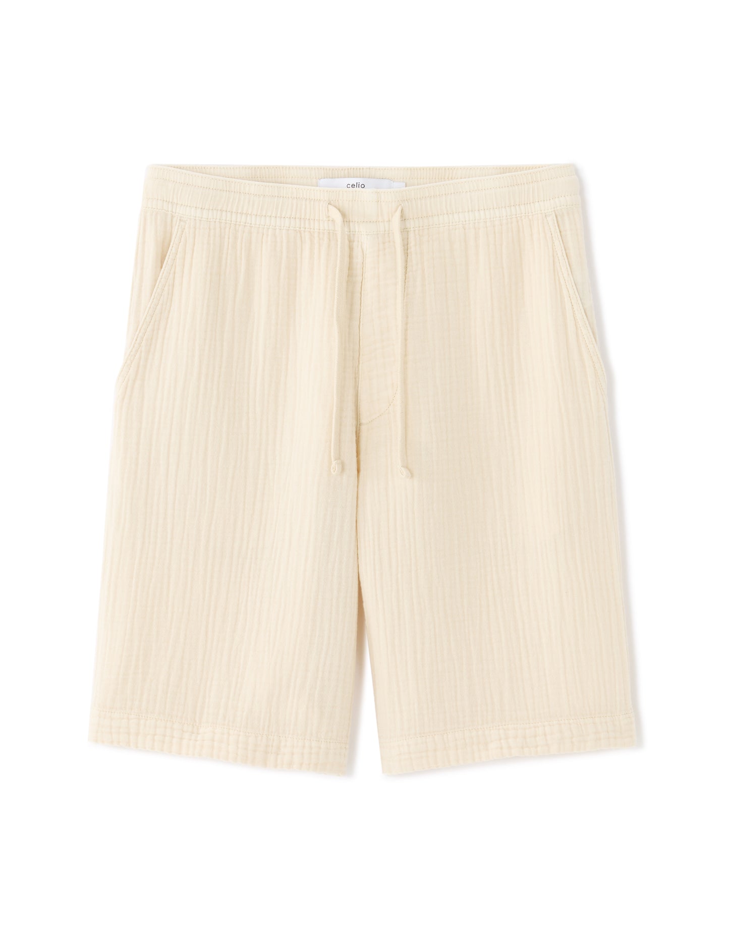 Celio Solid Cotton White Bermuda
