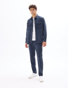Celio* Men Navy Blue Straight Fit Viscose Rayon Tencel Trouser