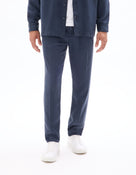 Celio* Men Navy Blue Straight Fit Viscose Rayon Tencel Trouser