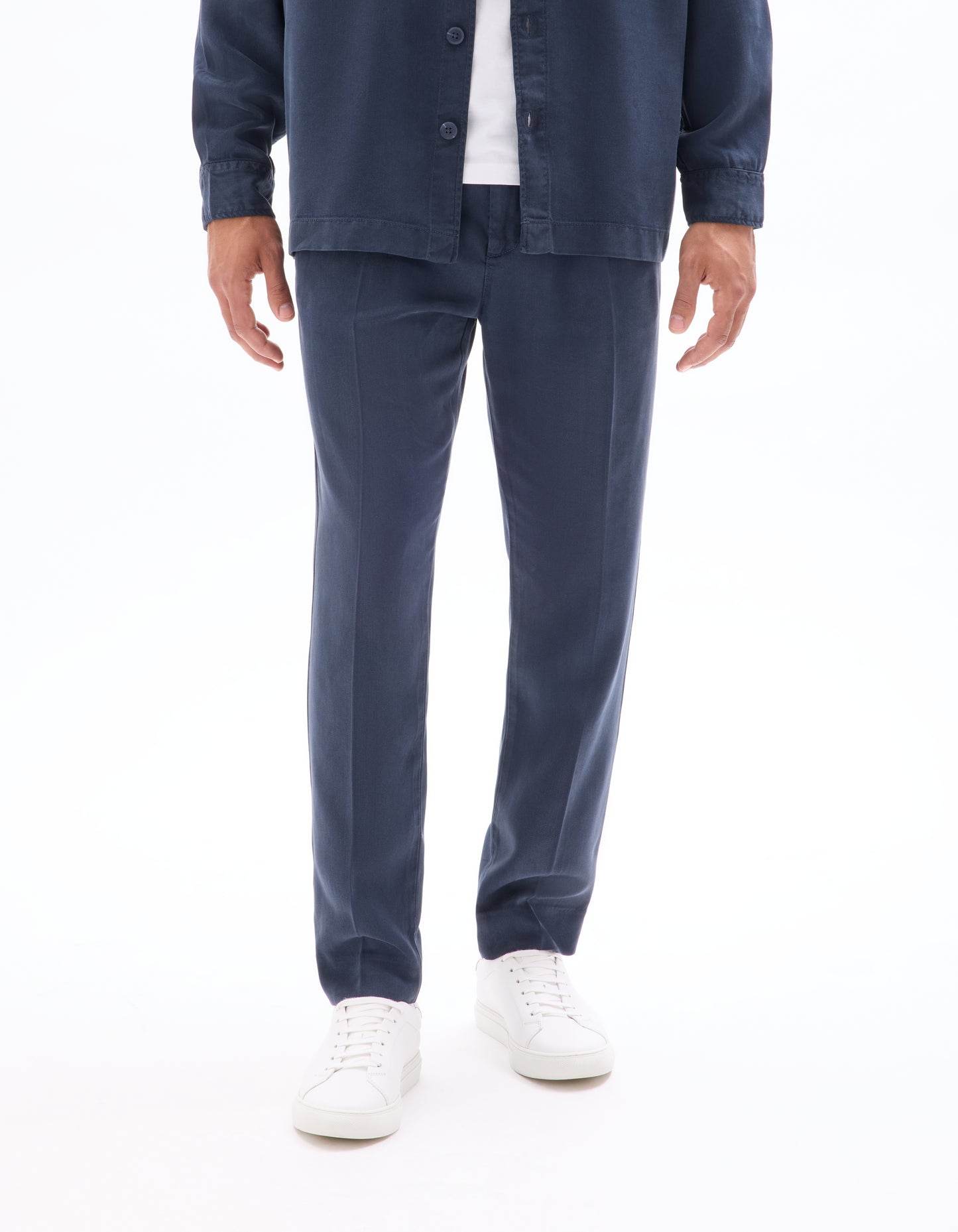 Celio* Men Navy Blue Straight Fit Viscose Rayon Tencel Trouser