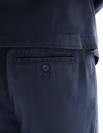 Celio* Men Navy Blue Straight Fit Viscose Rayon Tencel Trouser