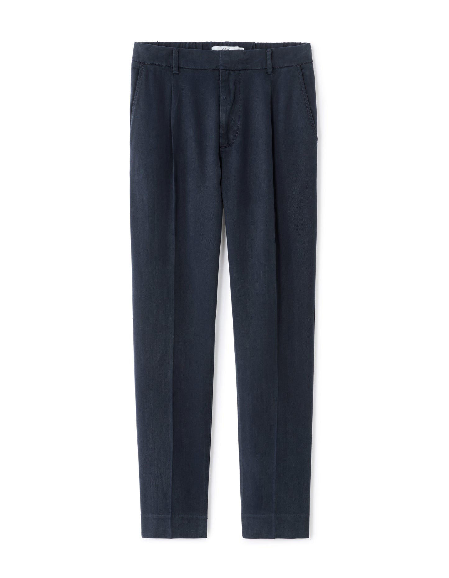Celio* Men Navy Blue Straight Fit Viscose Rayon Tencel Trouser