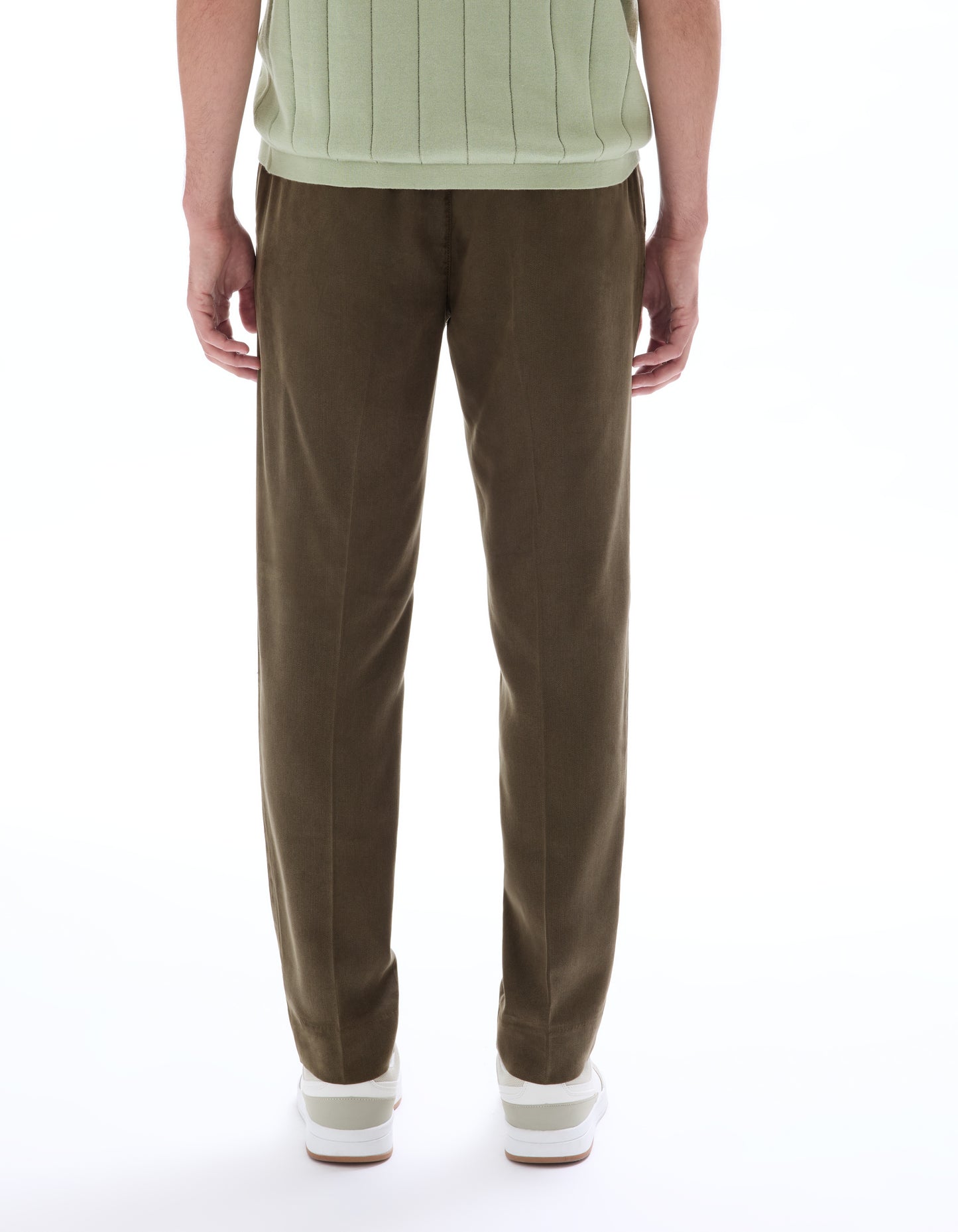 Celio* Men Olive Straight Fit Viscose Rayon Tencel Trouser