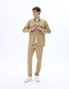 Celio* Men Beige Straight Fit Viscose Rayon Tencel Trouser