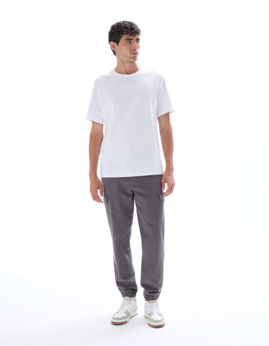 Straight Fit 100% Cotton Solid Casual Trousers
