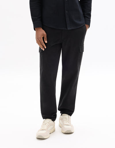 Celio* Cotton Men Straight Fit Solid Black Trousers