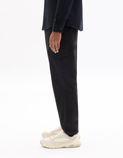 Celio* Cotton Men Straight Fit Solid Black Trousers