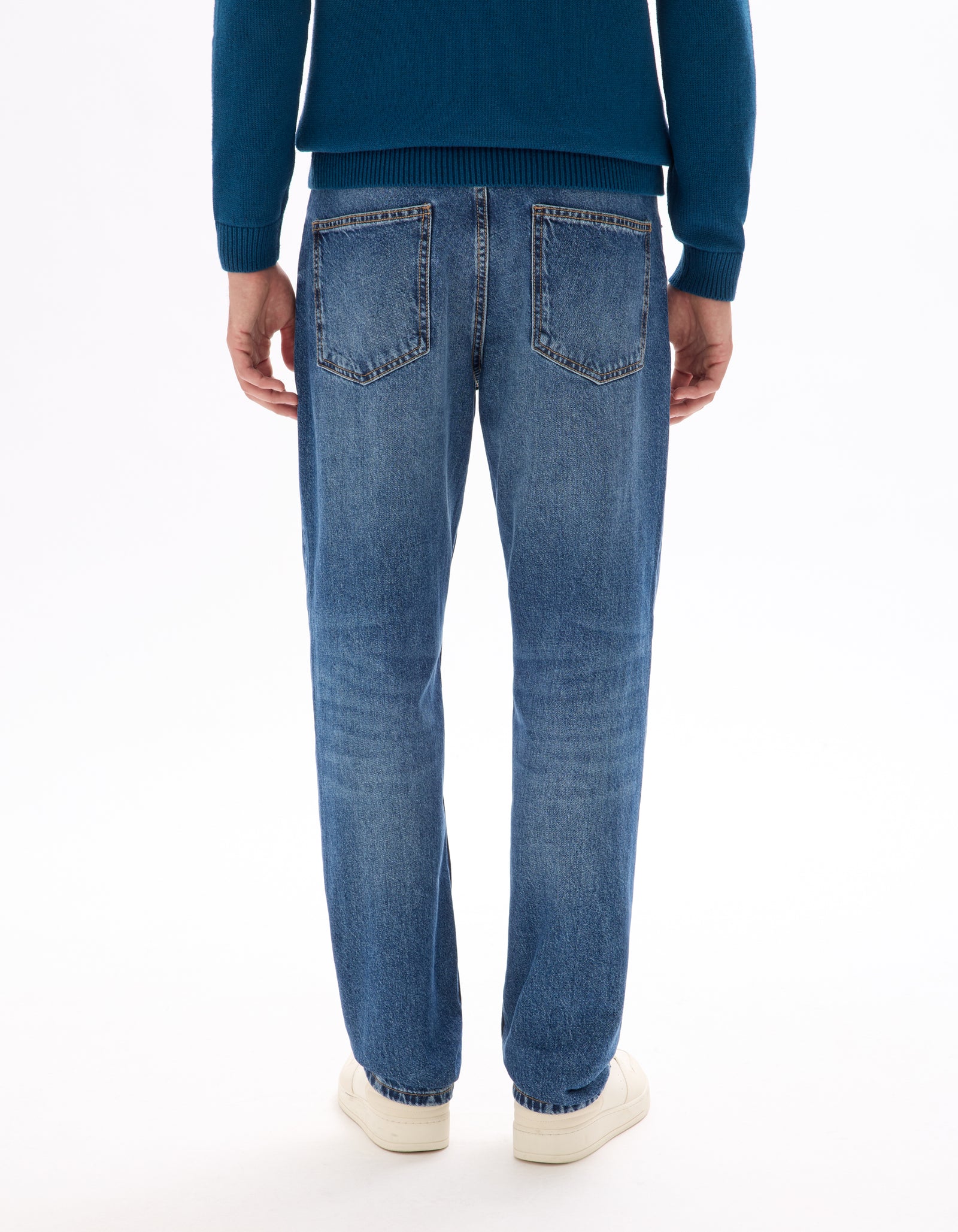 Celio Mens Blue Solid Loose Fit Cotton Jeans