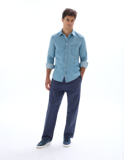 Celio* Solid Men Cotton Blue Regular Fit Shirts