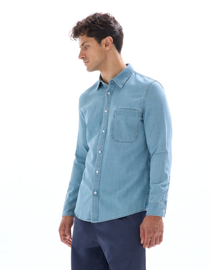 Celio* Solid Men Cotton Blue Regular Fit Shirts