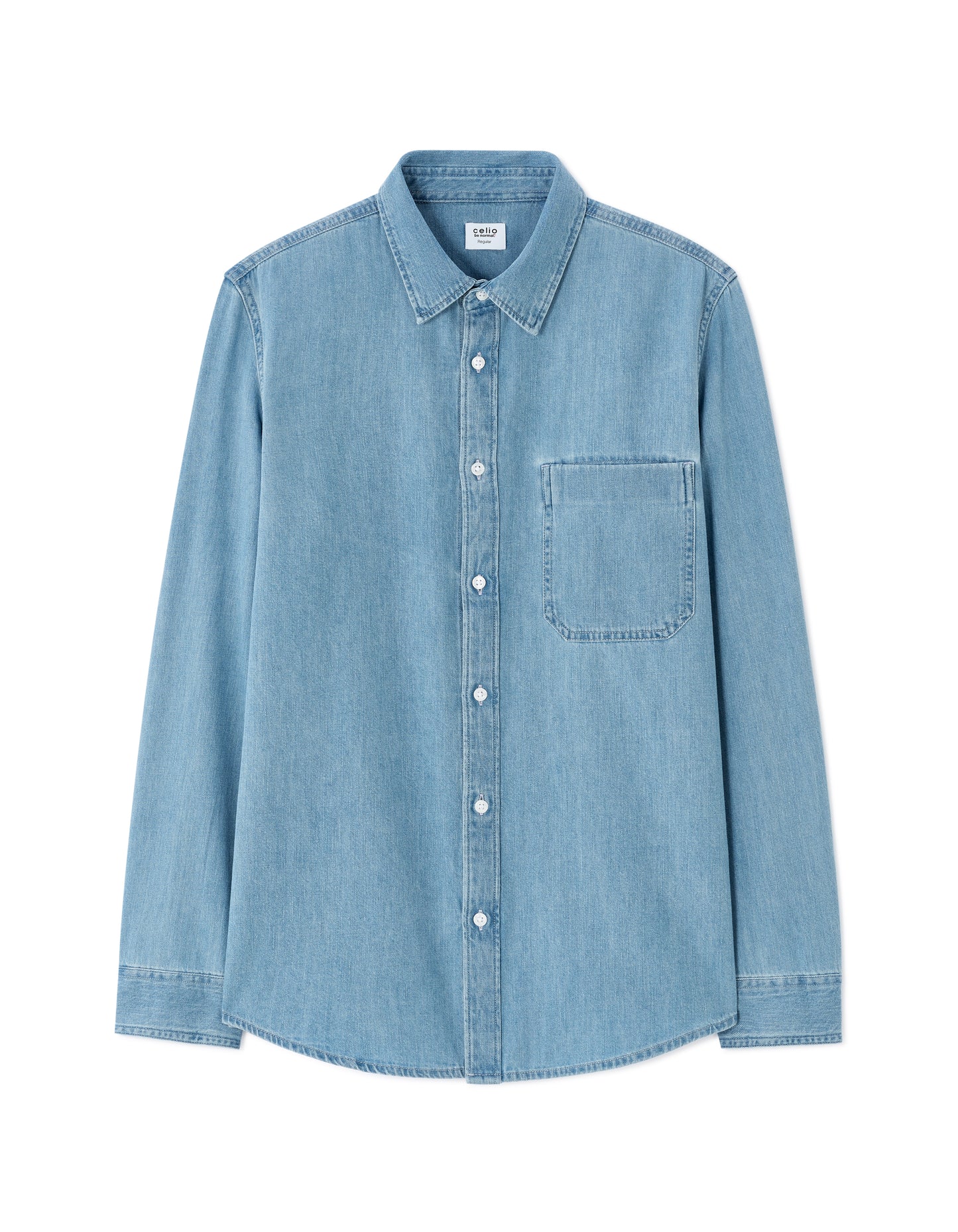 Celio* Solid Men Cotton Blue Regular Fit Shirts