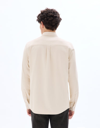 Celio* Beige Men Cotton Solid Regular Fit Shirts