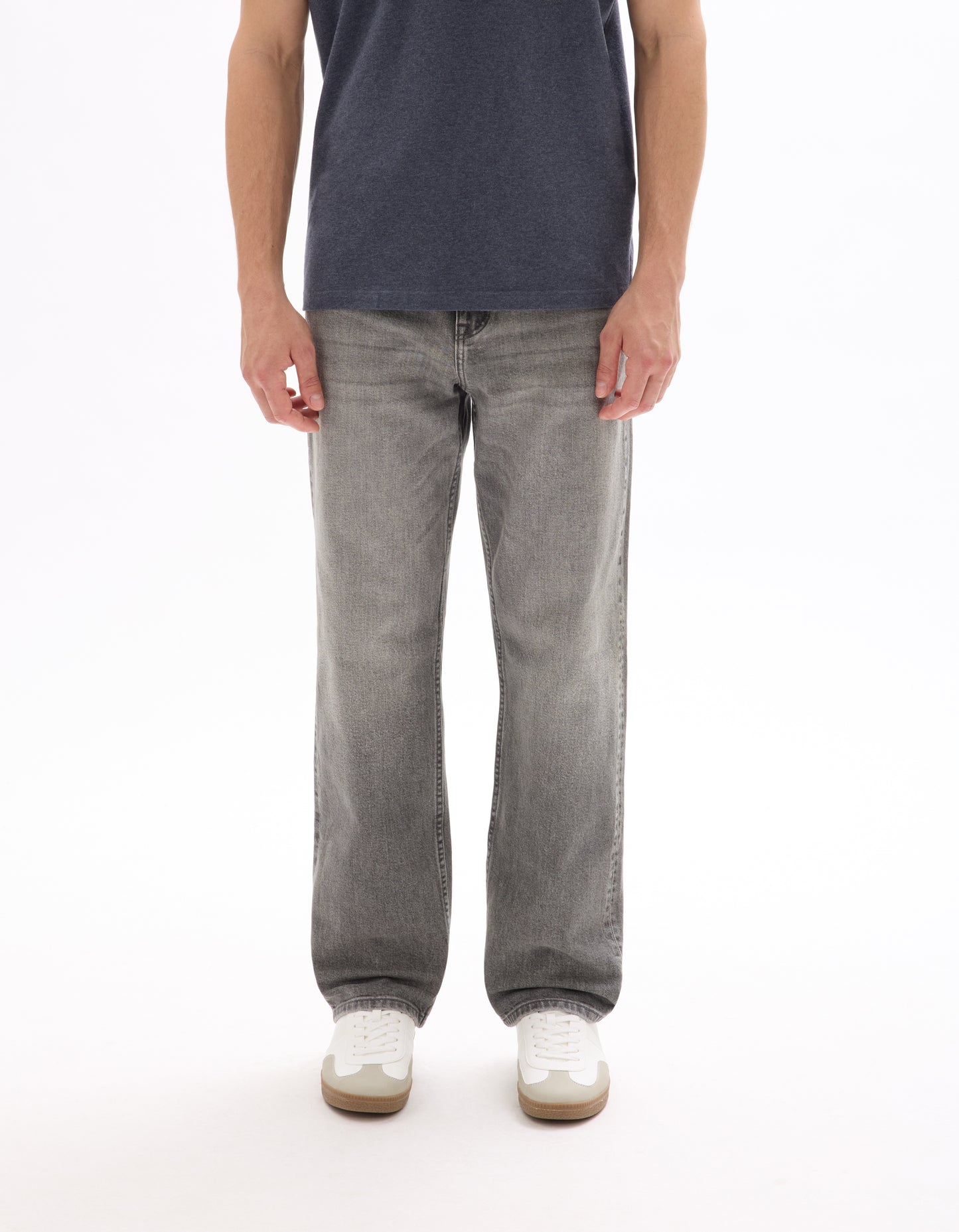 Celio Mens Grey Solid Loose Fit Cotton Jeans
