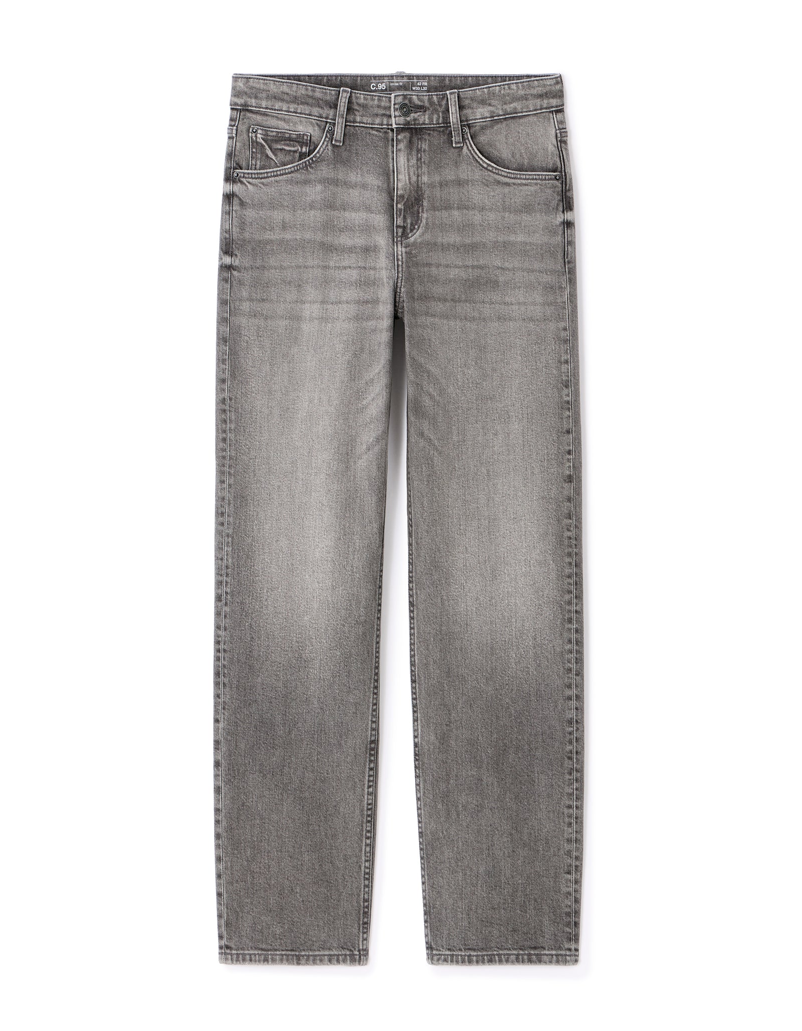 Celio Mens Grey Solid Loose Fit Cotton Jeans