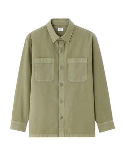 Celio* Solid Overshirt Men Cotton Olive Shirts