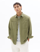 Celio* Solid Overshirt Men Cotton Olive Shirts