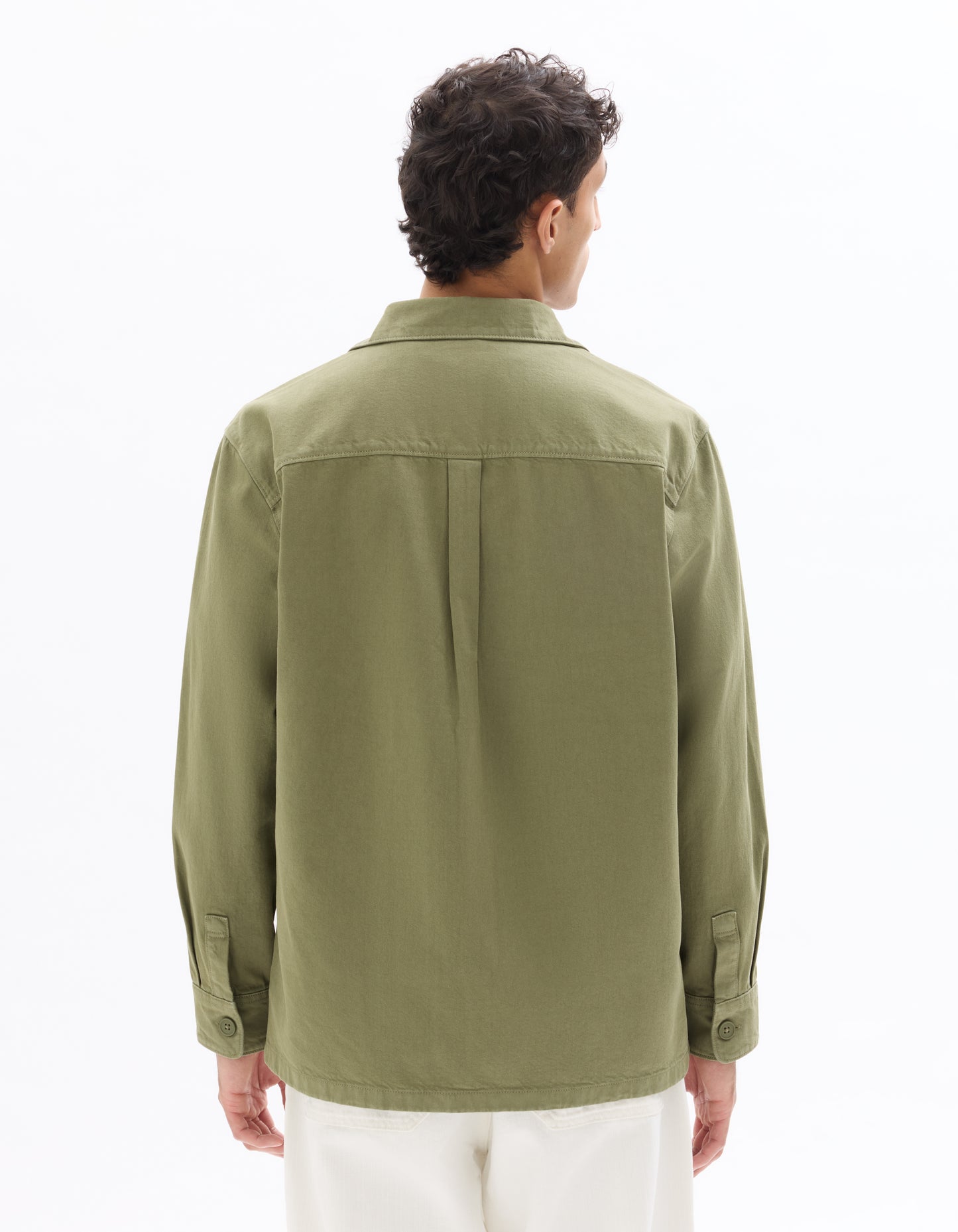 Celio* Solid Overshirt Men Cotton Olive Shirts