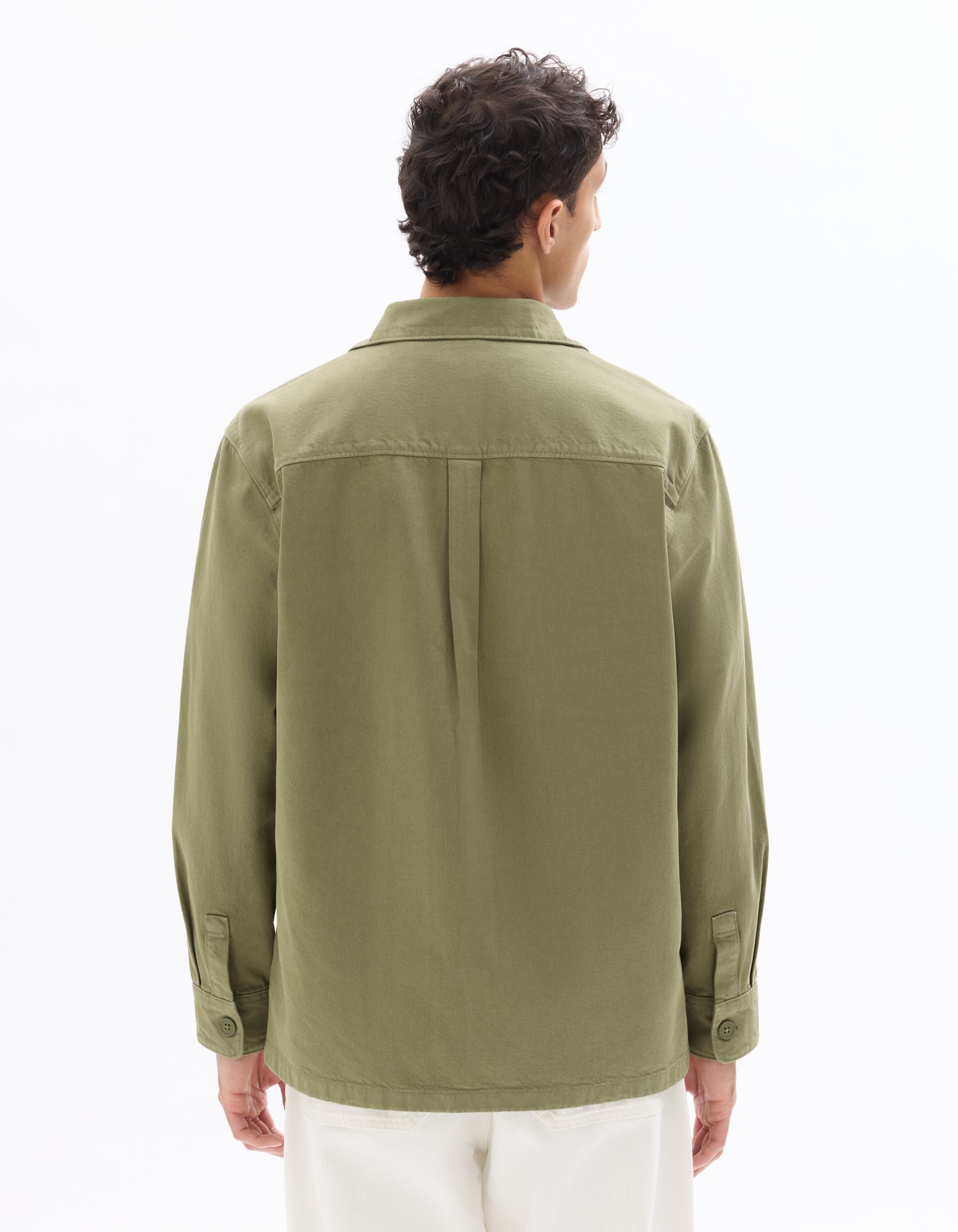 Celio* Solid Overshirt Men Cotton Olive Shirts