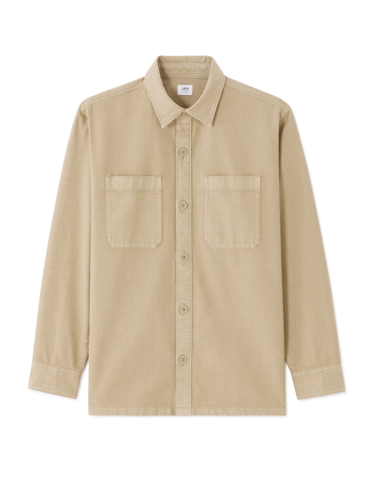 Celio* Overshirt Beige Men Solid Cotton Shirts