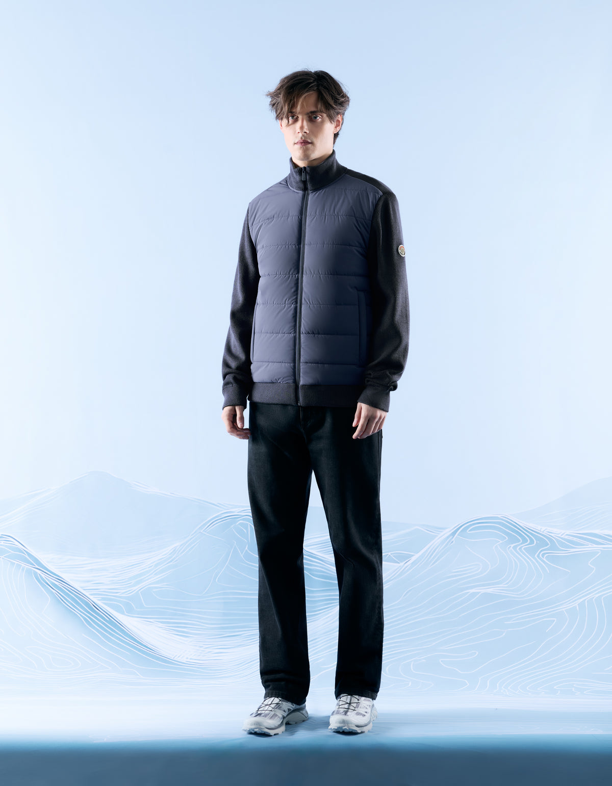 Regular Fit Polyamide Solid High Neck Jackets - Blue