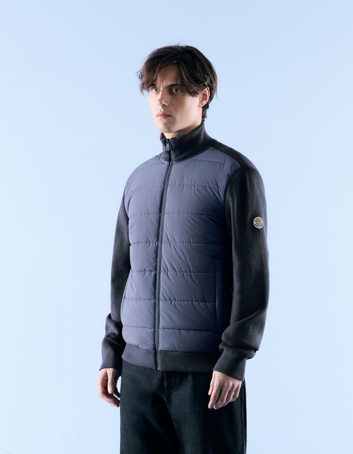 Regular Fit Polyamide Solid High Neck Jackets - Blue