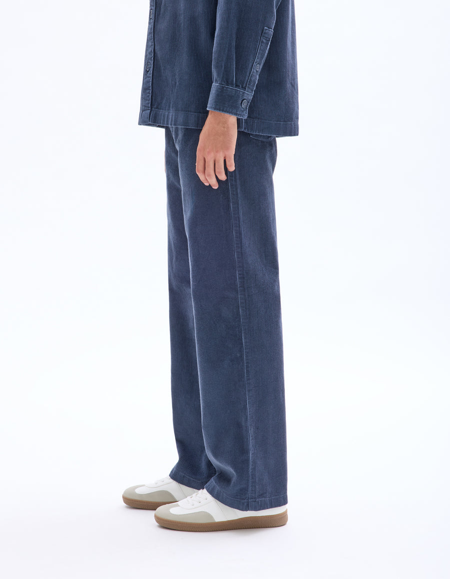 Celio* Cotton Blue Solid Men Loose Fit Trousers