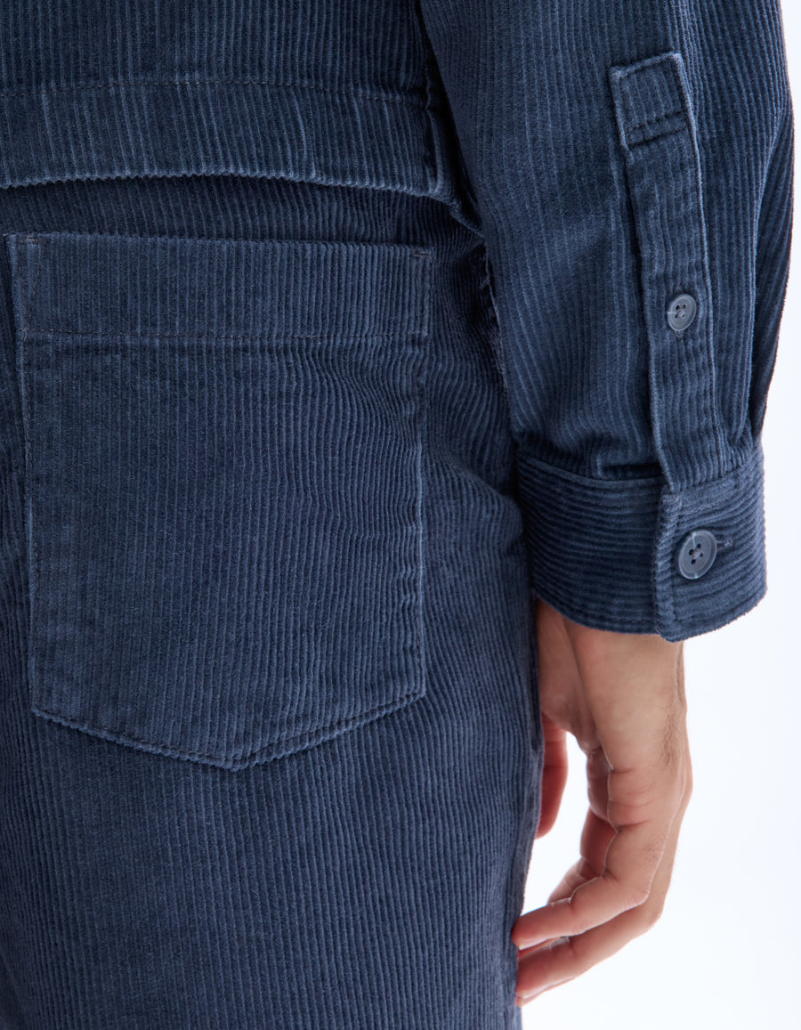 Celio* Cotton Blue Solid Men Loose Fit Trousers