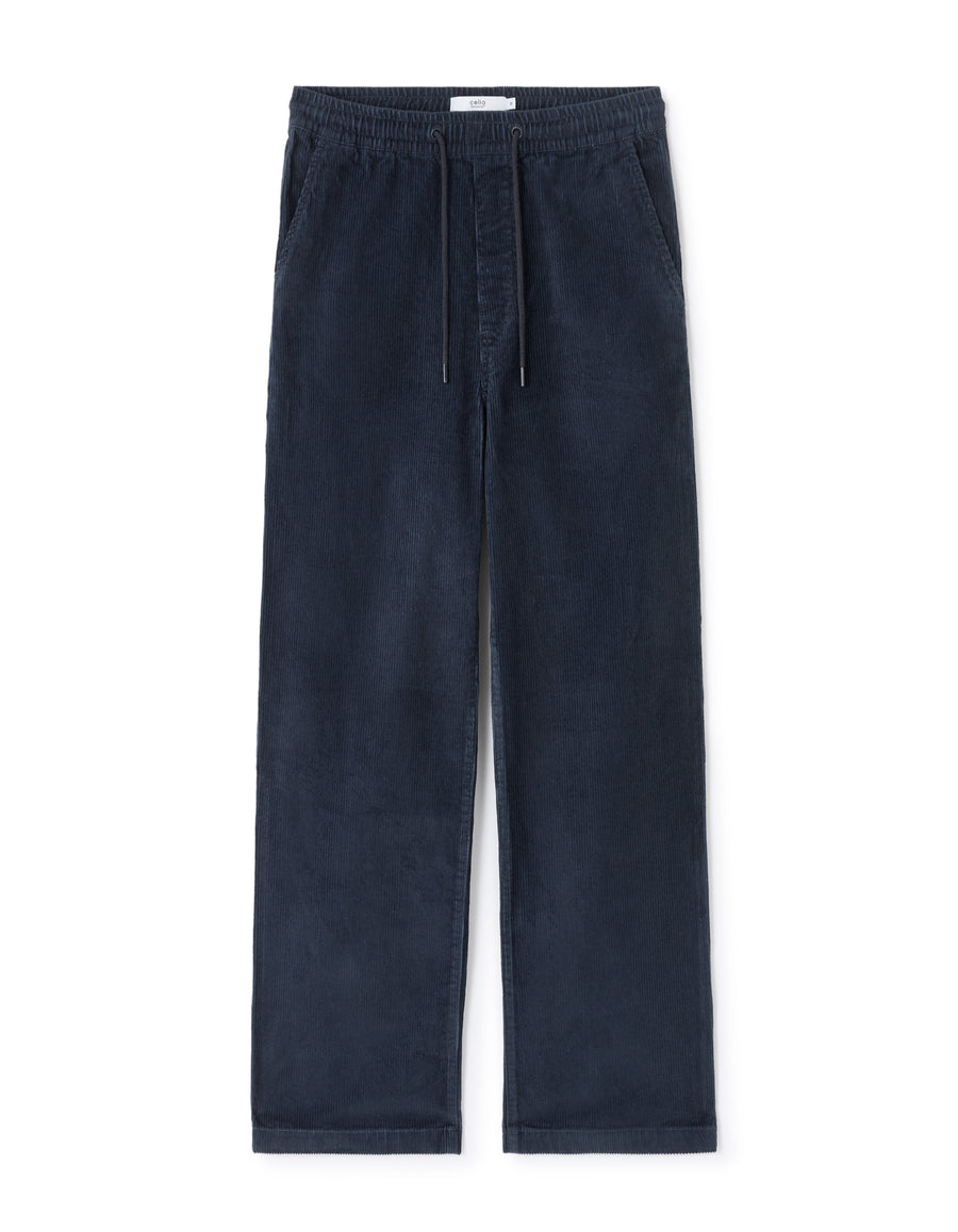 Celio* Cotton Blue Solid Men Loose Fit Trousers