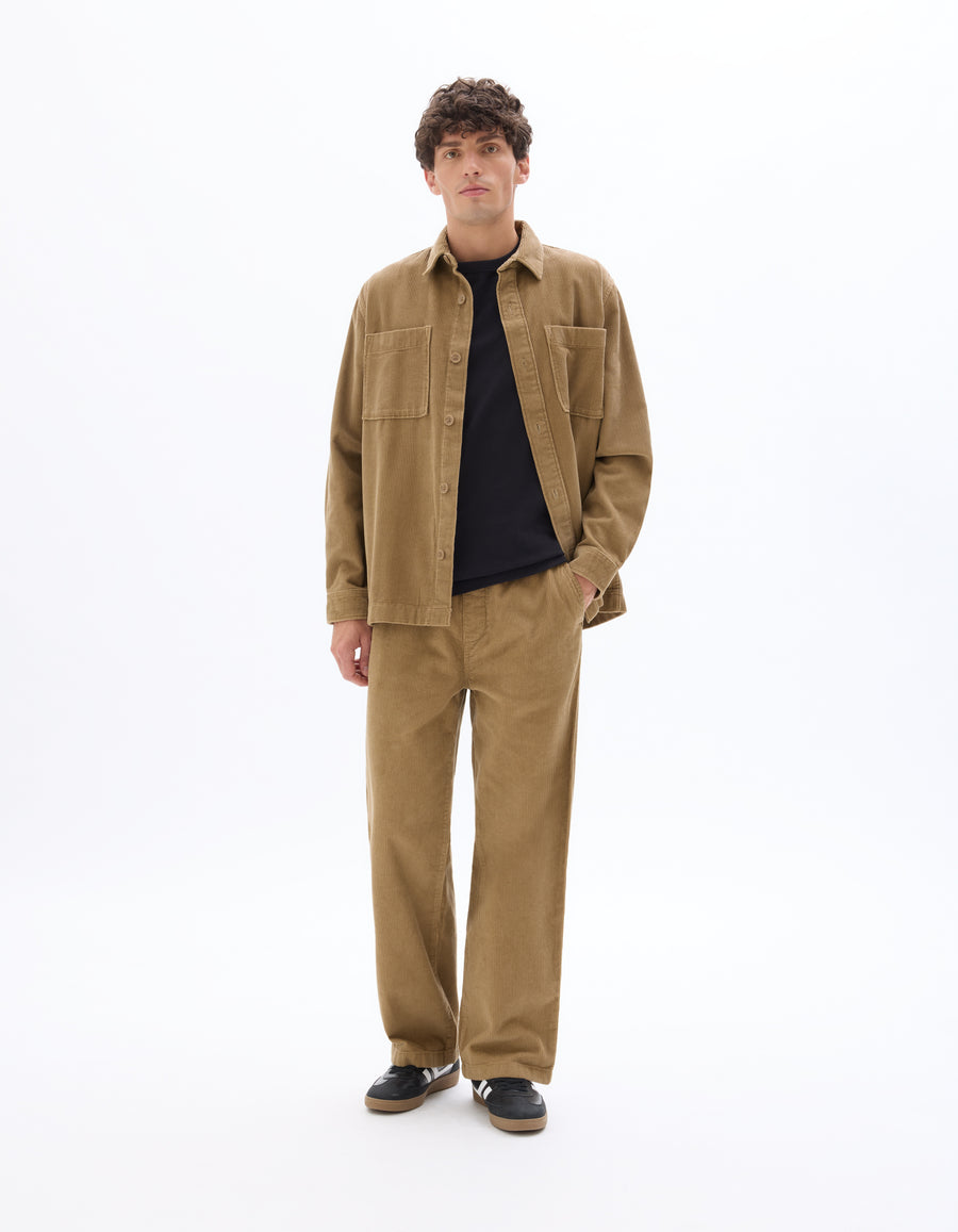 Celio* Men Brown Solid Loose Fit Cotton Trousers