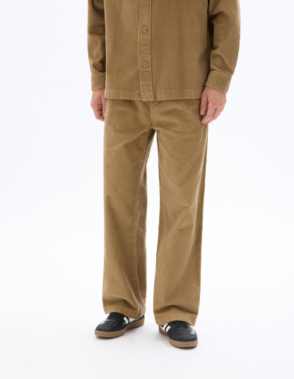 Celio* Men Brown Solid Loose Fit Cotton Trousers