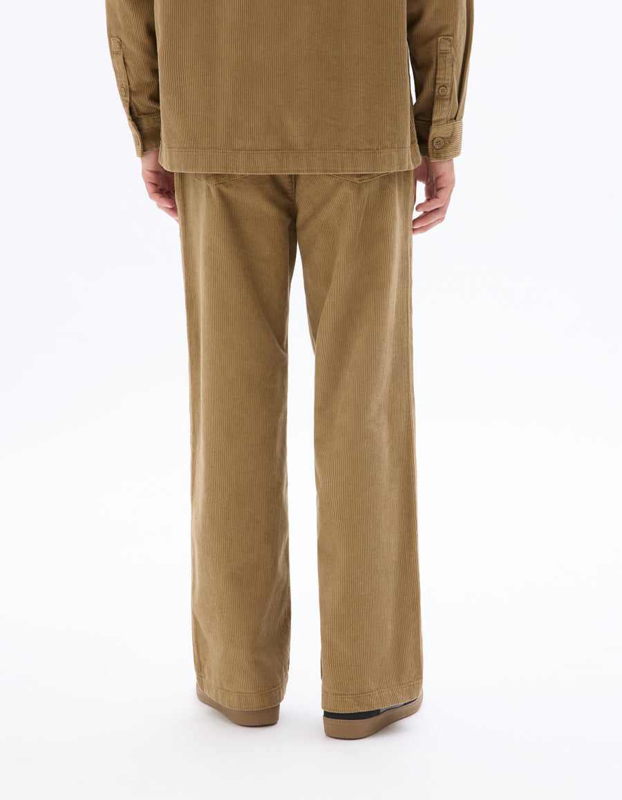 Celio* Men Brown Solid Loose Fit Cotton Trousers
