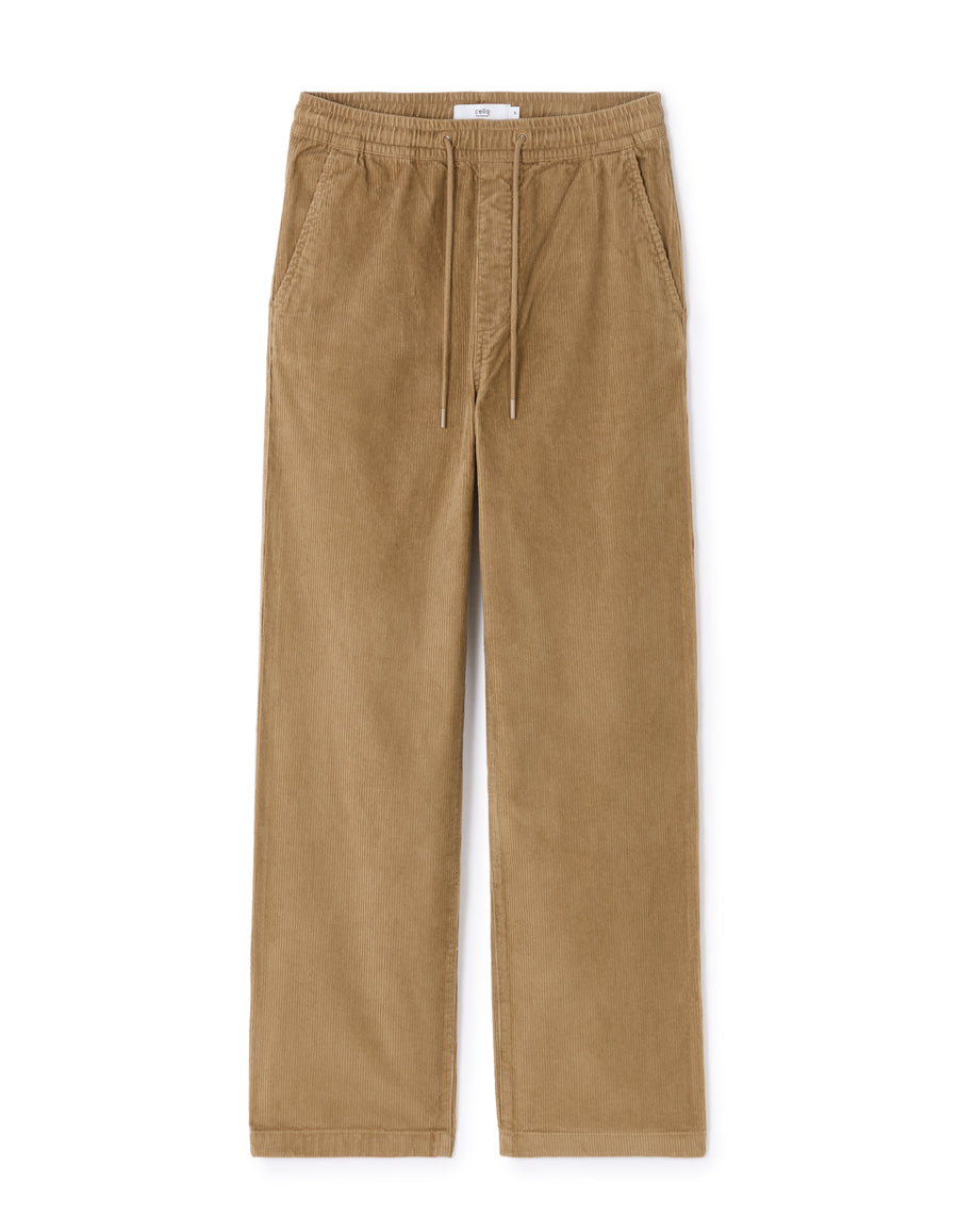 Celio* Men Brown Solid Loose Fit Cotton Trousers