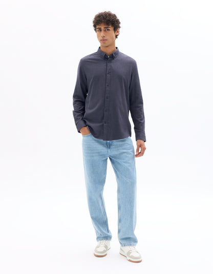 Celio* Men Blue Solid Regular Fit Cotton Shirts