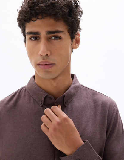 Celio* Regular Fit Solid Cotton Men Brown Shirts