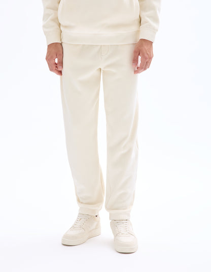 Celio Mens White Solid Oversize Fit Polyester Jogger