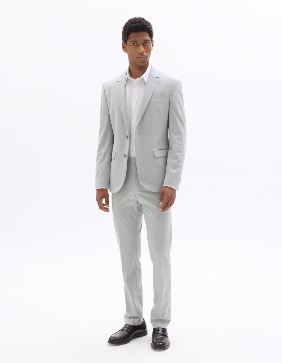 Celio Solid  Poly-Blend Grey Blazer