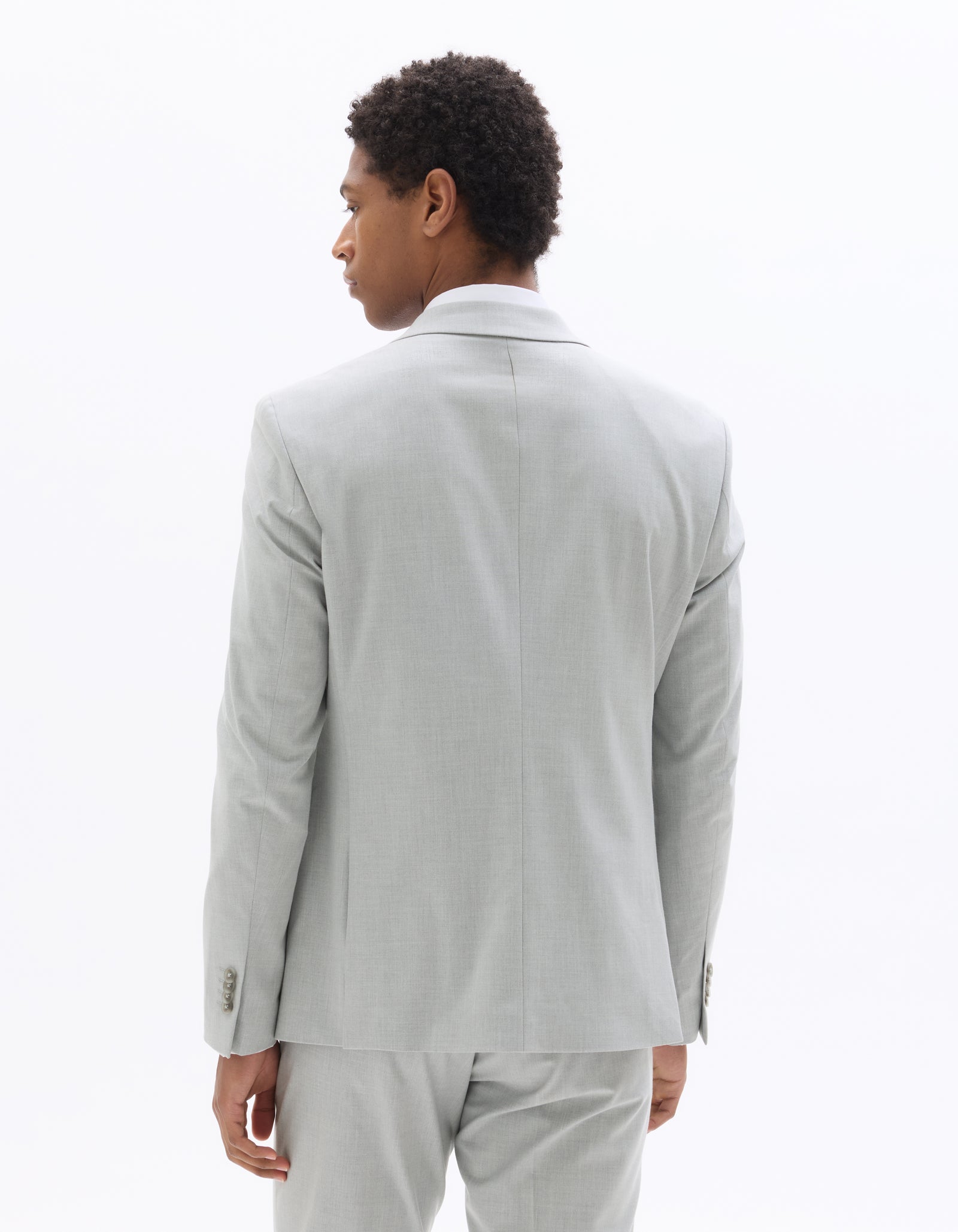 Celio Solid  Poly-Blend Grey Blazer