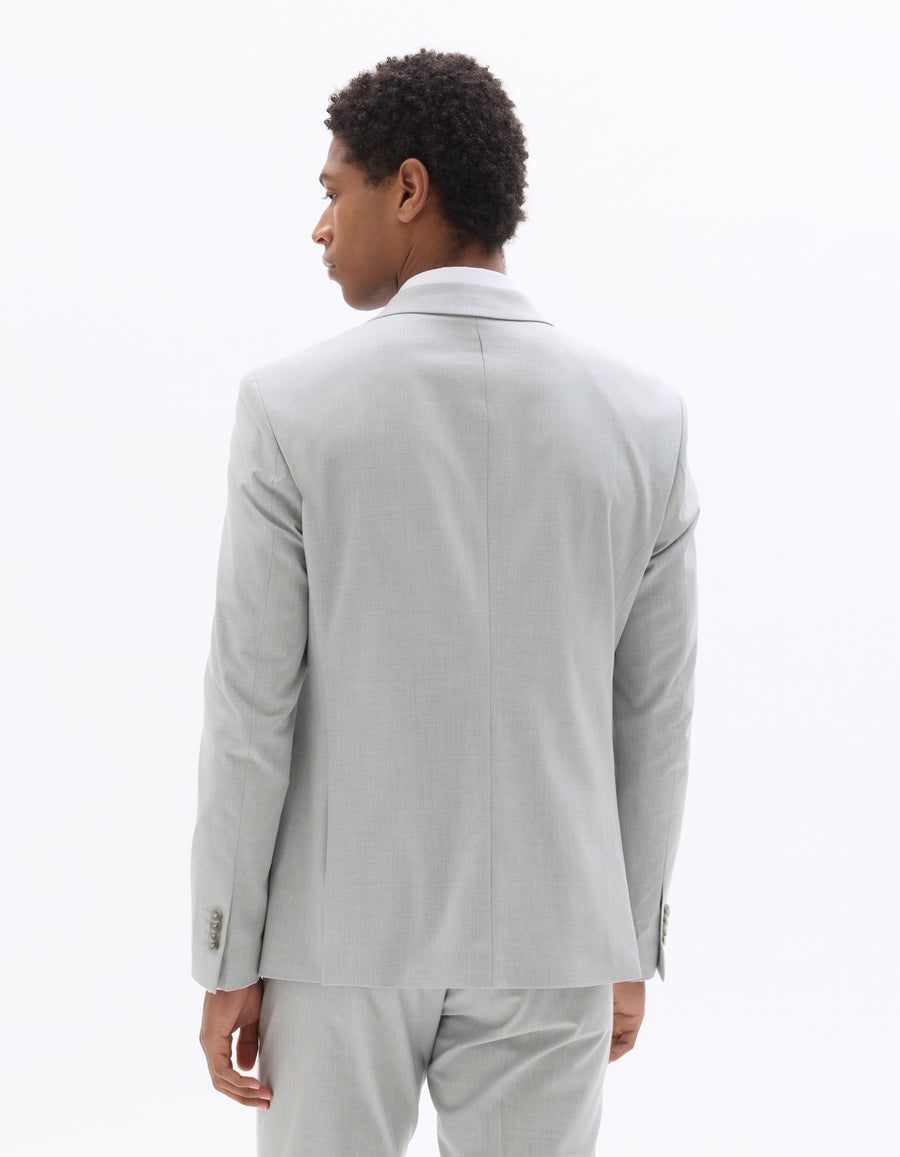 Celio Solid  Poly-Blend Grey Blazer