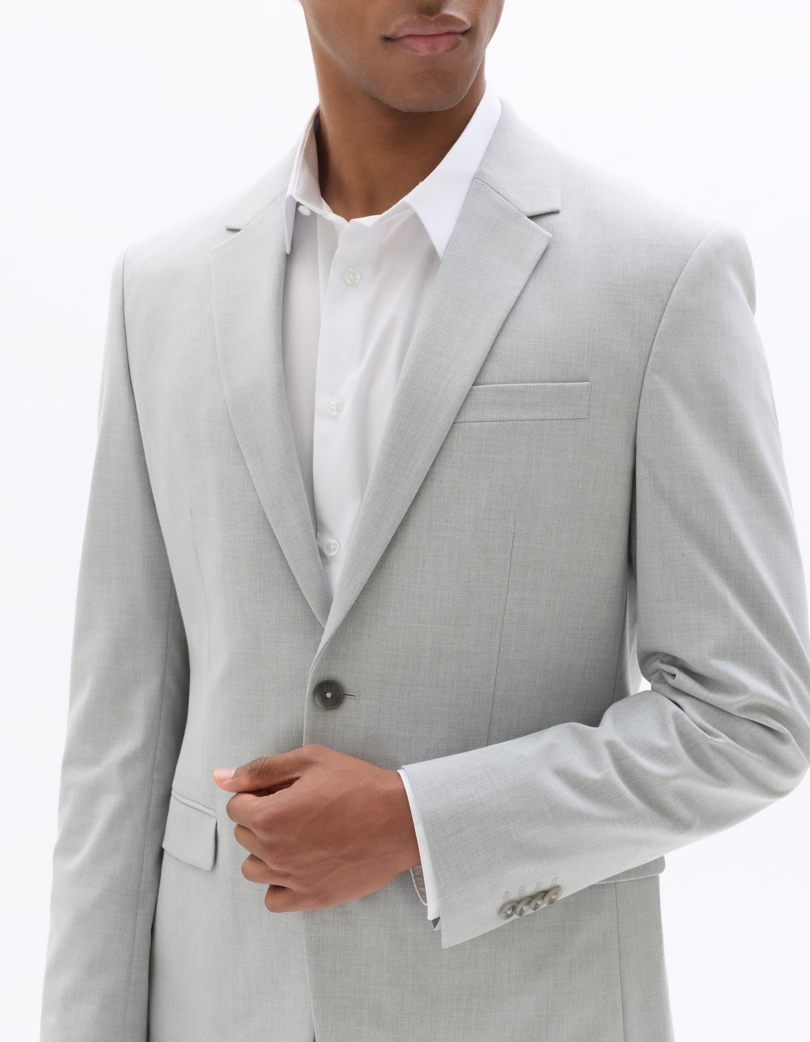 Celio Solid  Poly-Blend Grey Blazer